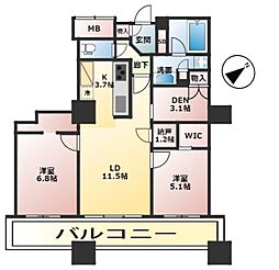 ザ・パークハウス西新宿タワー60 2SLDKの間取図画像