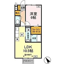 エスポワール緑が丘 1LDKの間取図画像