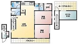 東京メトロ副都心線 雑司が谷駅 徒歩10分の賃貸アパート 2階2LDKの間取り