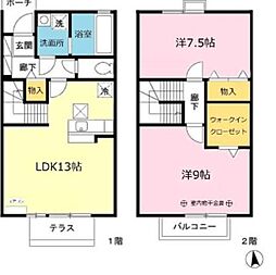 ルーチェ東水元 1階2LDKの間取り