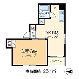 森坂ビル 2階1DKの間取り