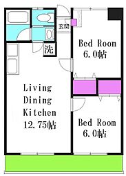 サンハイツ国領 1階2LDKの間取り