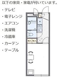 レオパレスＨＩＢＡＲＩＯＮ(28145) 1階1Kの間取り
