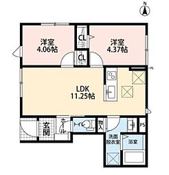 練馬区西大泉3丁目アパート 2LDKの間取図画像