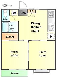 LCNヘランファイブ 1階2DKの間取り