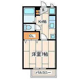 エクレール 1Kの間取図画像
