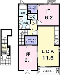 サンライズ5番館 2LDKの間取図画像
