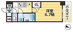 アドバンス神戸レイソレ 1Kの間取図画像