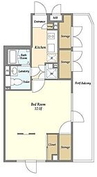 La Perla SasazukaII 5階1Kの間取り