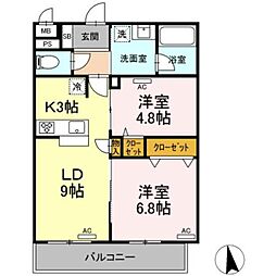 Starpear 2LDKの間取図画像