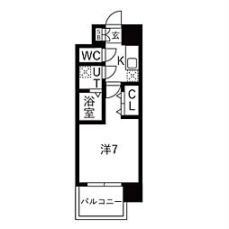 レジュールアッシュあびこ 4階1Kの間取り