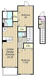ア・モウトII 2階2LDKの間取り