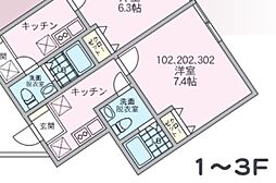 横浜市南区庚台アパート 1Kの間取図画像
