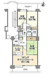 流山ニューシティ・ステージ弐壱パークサイドコート 1階3LDKの間取り