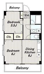 フォレストK 2DKの間取図画像