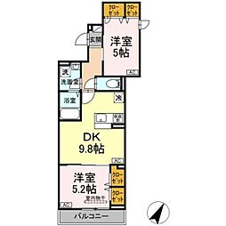 セレスティア柴又VII 2DKの間取図画像
