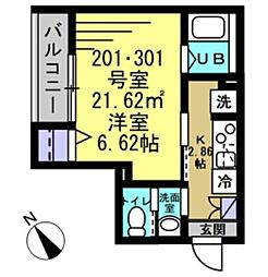 CACTUS高砂 1Kの間取図画像