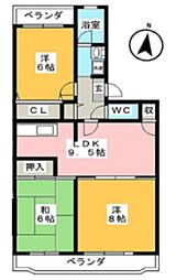 志陽ハイツ青木 3LDKの間取図画像