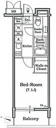 レジディア文京本駒込 1Kの間取図画像