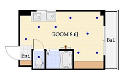 阪急千里線 下新庄駅 徒歩4分の賃貸マンション 4階ワンルームの間取り