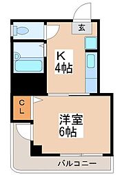全観スカイハイツ 1Kの間取図画像