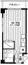 メゾンハナブサ ワンルームの間取図画像