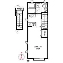 セレッソ目黒洗足 2階ワンルームの間取り
