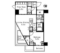 MFPRコート目黒南 1LDKの間取図画像