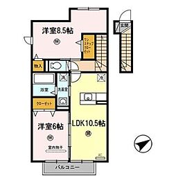 フォレストコート 2LDKの間取図画像