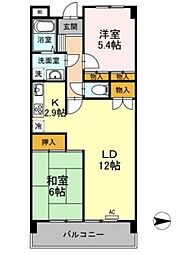 リーガル鷺沼 2LDKの間取図画像