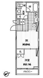 パシフィックコート中延 1DKの間取図画像
