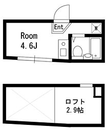 アーバンプレイス中井 B棟 2階ワンルームの間取り