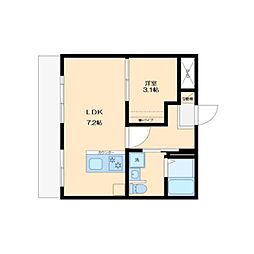 アイランドフラット1 1階1LDKの間取り