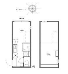 マルバ北赤羽 ワンルームの間取図画像