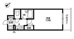 プレール中目黒 1Kの間取図画像