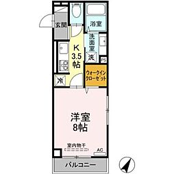 京王相模原線 京王堀之内駅 徒歩12分の賃貸アパート 3階1Kの間取り