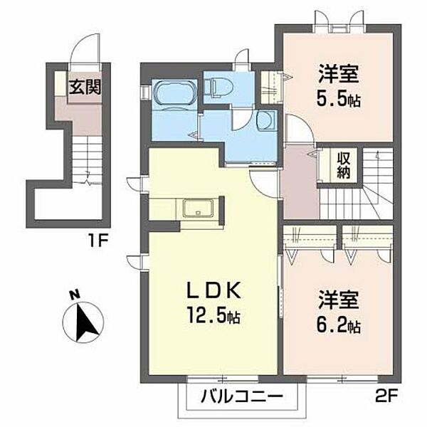 ＳＡＫＵＲＡ　II 203｜福島県郡山市日和田町字南原(賃貸アパート2LDK・2階・55.00㎡)の写真 その2