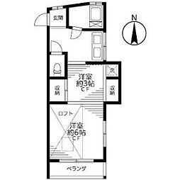 石田荘 2階2Kの間取り