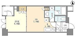 シティハウス東京新橋 6階1LDKの間取り