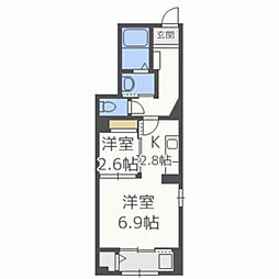 アルカンシェル宰府 1階2Kの間取り