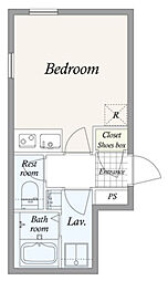 GRAN PASEO島津山 EAST 3階ワンルームの間取り