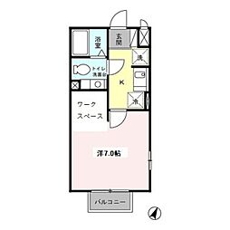 フローラ 1Kの間取図画像