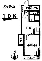 諸井ハイツ 1DKの間取図画像