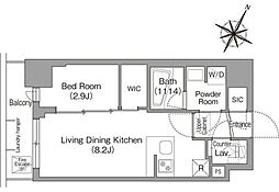 コンフォリア・リヴ新中野サウス 8階1LDKの間取り