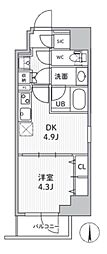 S-RESIDENCE住吉aquacht 1DKの間取図画像