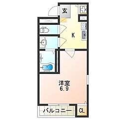 Primavera1 1Kの間取図画像