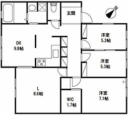 エルムコート 1階3LDKの間取り