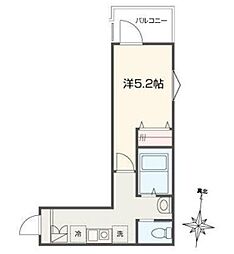 MELLAS志茂II 1Kの間取図画像