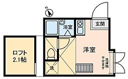 クレスト立川 1階ワンルームの間取り