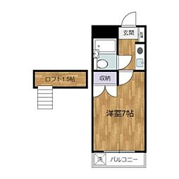 サニーライフ四谷 1Kの間取図画像